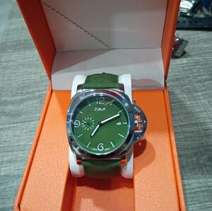 Green Watch with Silver Accents